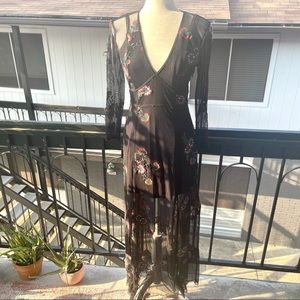 Black lace witchy floral dress